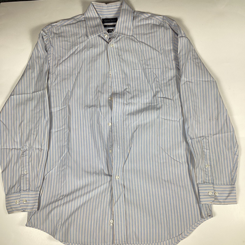 Kenneth Roberts Platinum 80's 2 Ply Cotton Dress Shirt Sz 16.5 34/35 Stained